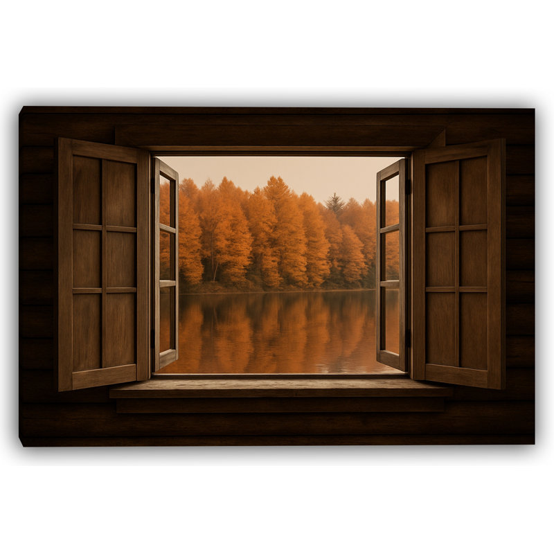 Réflexion d'automne depuis la fenêtre de la cabine, H 24 po x l 36 po