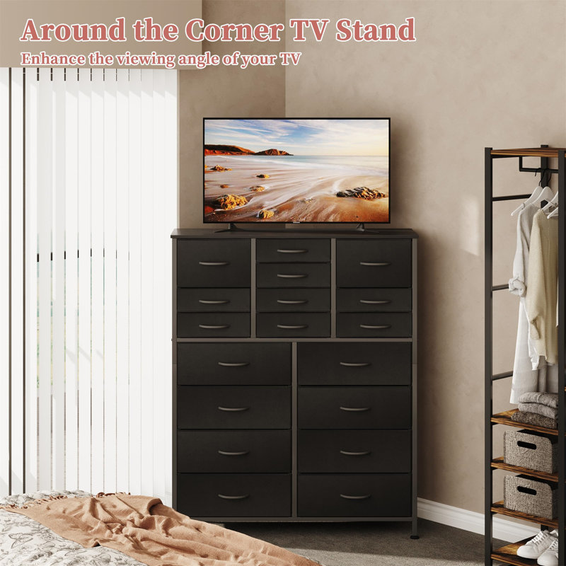 96cm W 18 - Drawer Chest of Drawers, Black