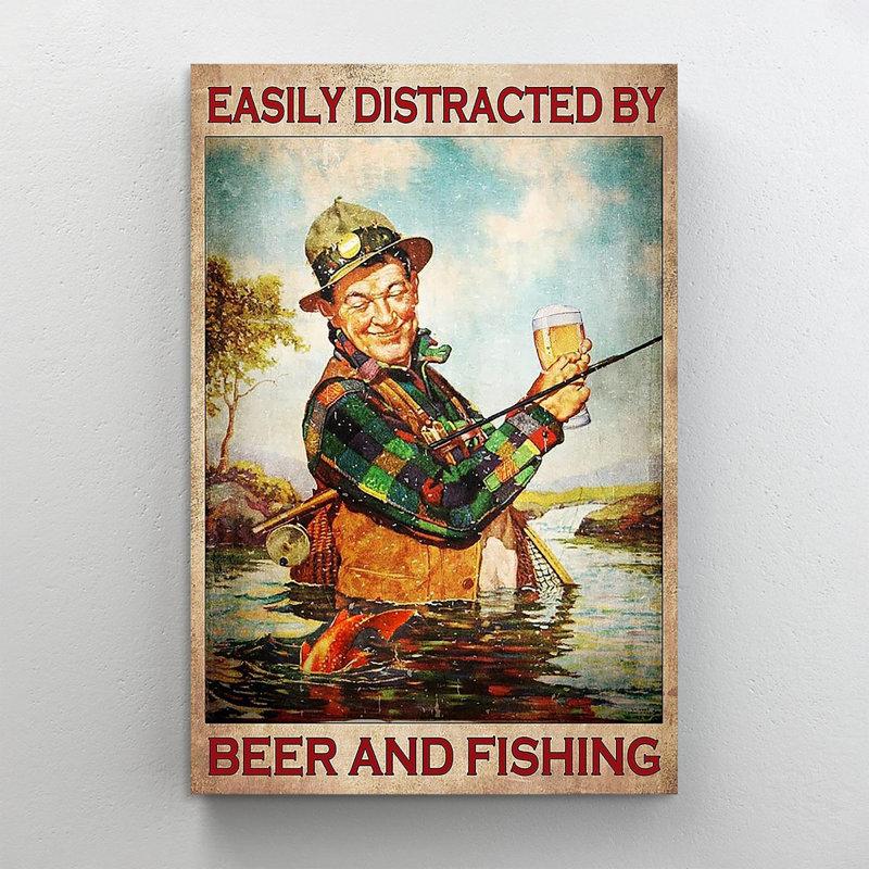 «Easily Distract» par Beer and Fishing - impression sur toile tendue, H 20 po x l 16 po x P 1,25 po