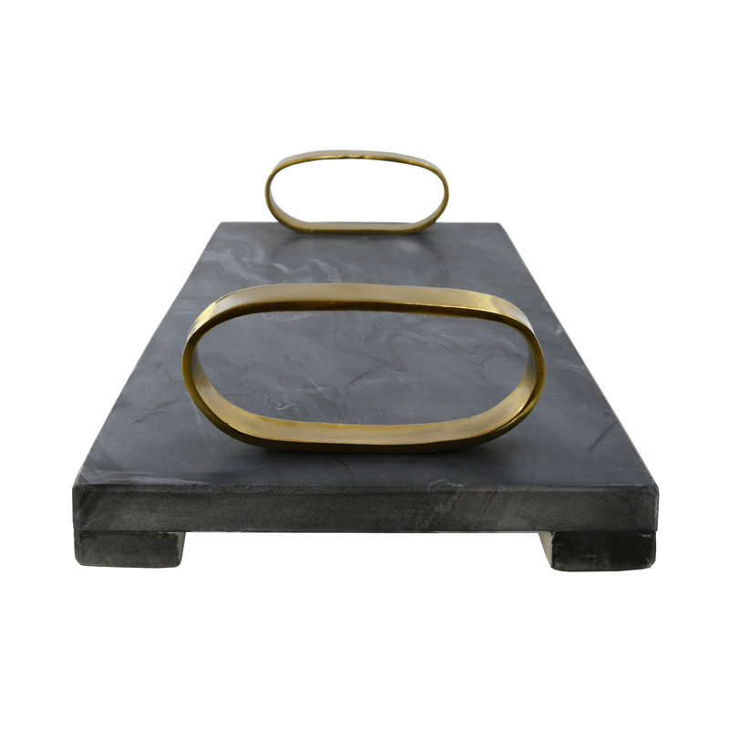Tadeo Decorative Tray, Black/Brass