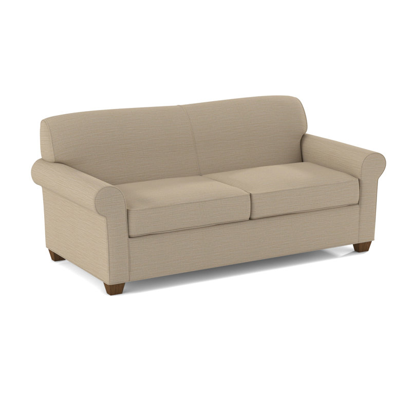 Finn 75" Rolled Arm Sofa Bed, Ridgecrest Putty, Montana Walnut, Innerspring