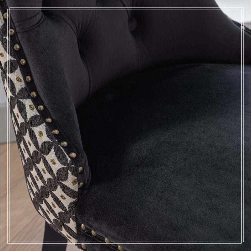 Classic Velvet Dining Chairs,  High-end Tufted Solid Wood Contemporary Velvet Upholstered Dining, Black