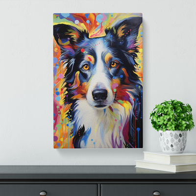 Border Collie Expressionism - Wrapped Canvas