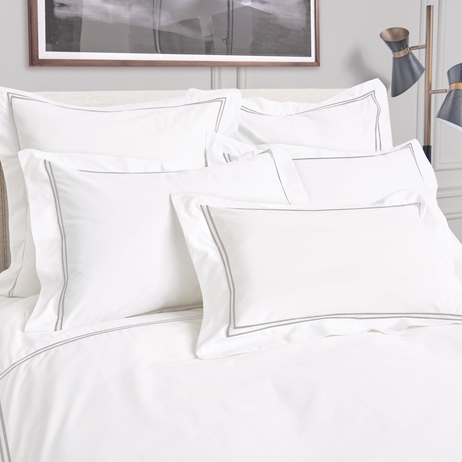 Coltrane 100% Cotton Pillow Sham, King, Pearl Gray