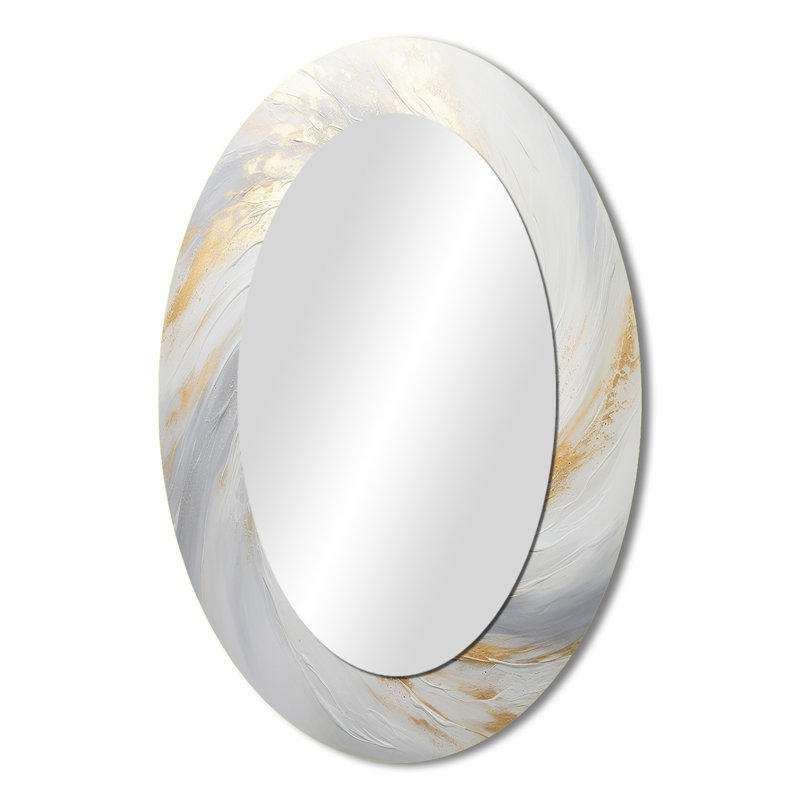 Miroir mural moderne or et blanc Vortex II, 36 po x 24 po