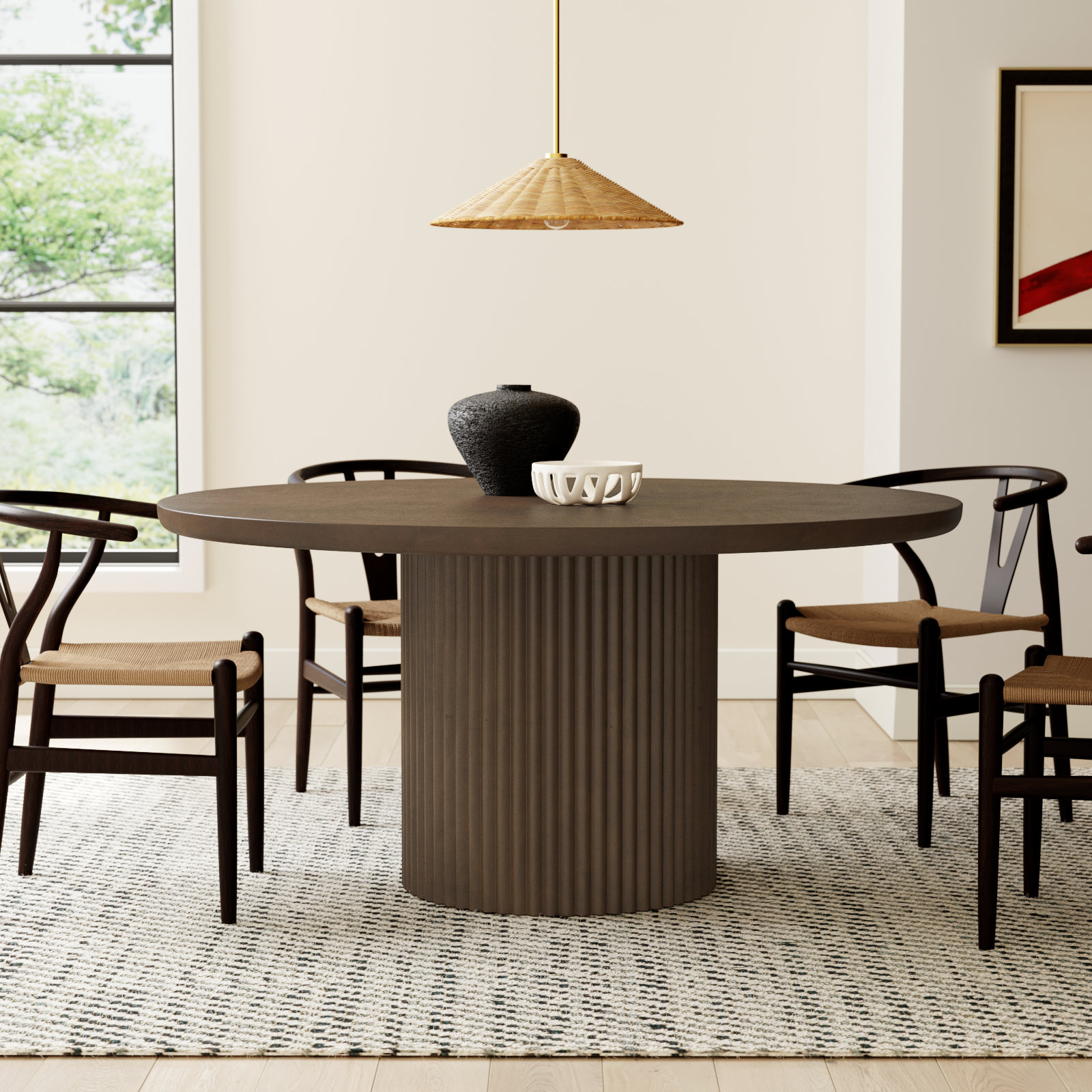 Chessa 60" Mango Dining Table, Dark Brown