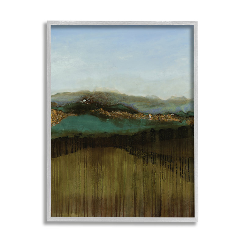 Abstrait au loin, paysage de montagnes bleues par Ruth Fromstein - Peinture, Estampe numérique Farmhouse, H 20 po x l 16 po