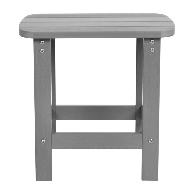 All-Weather Poly Resin Wood Adirondack Side Table, Gray