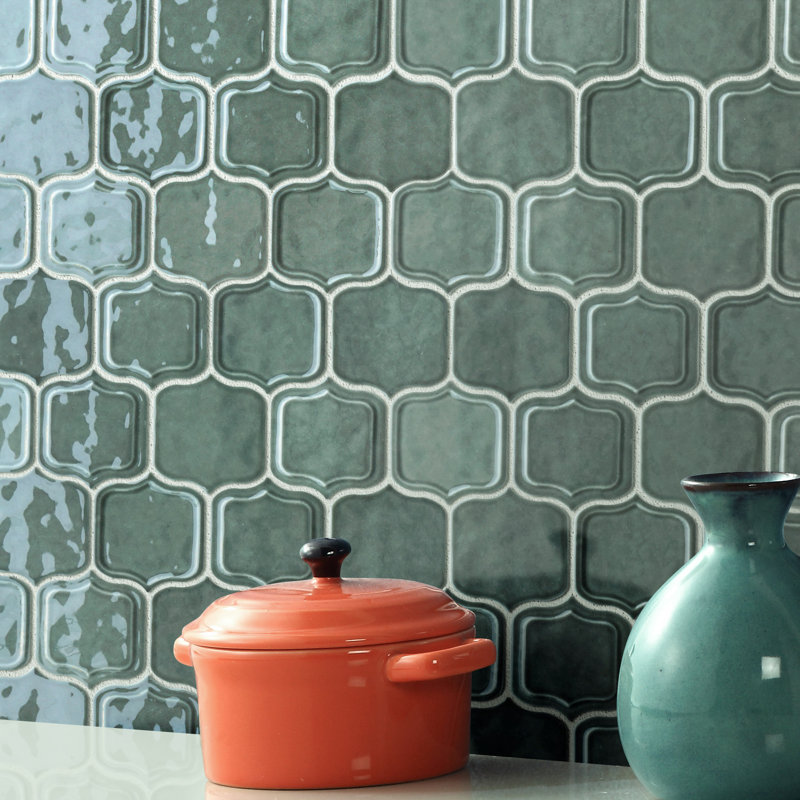Carreau de mosaïque en verre brillant 11,86 po x 10,79 po Classic, Vert