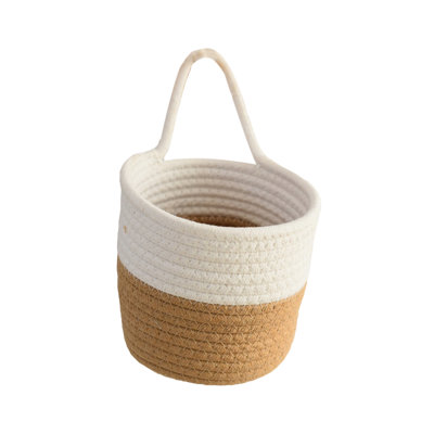 Cotton storage basket Desktop Woven Wall Mounted Storage Basket Can Be Hung On The Wall For Miscellaneous Items Storage Basket Household Cosmetics And Snacks Storage Box