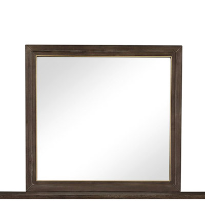 No Assembly Mirror, 29"X2"X36", Modern, Walnut Solid Piece Frame Finish