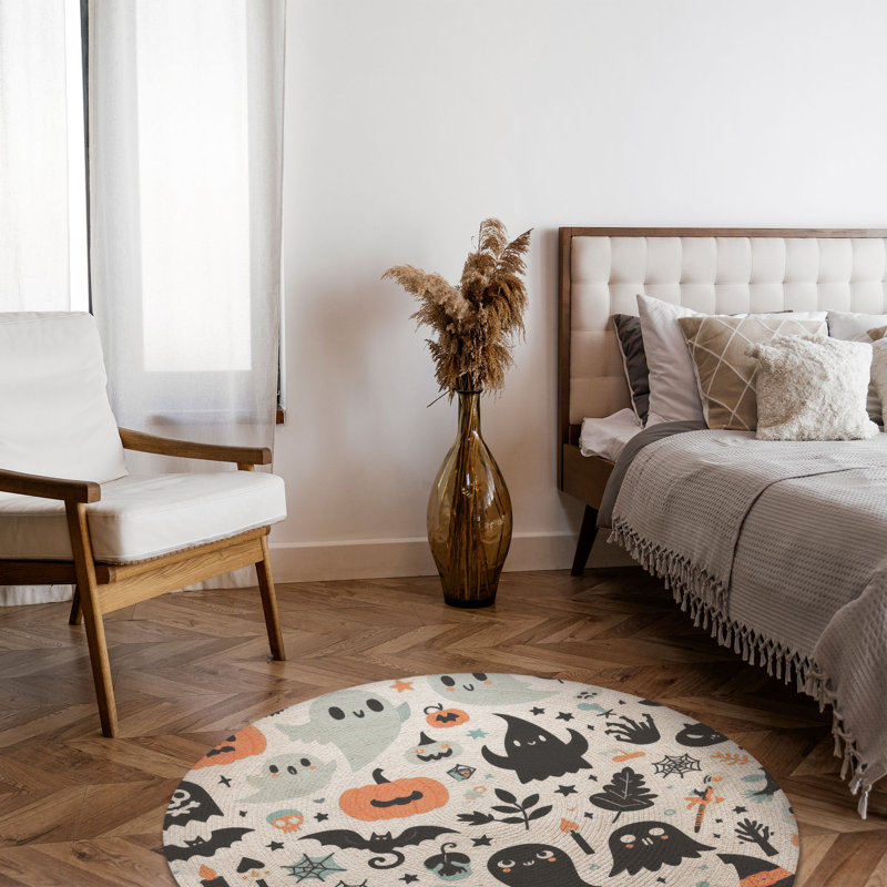 Tapis tressé d'Halloween, Rond 5 pi