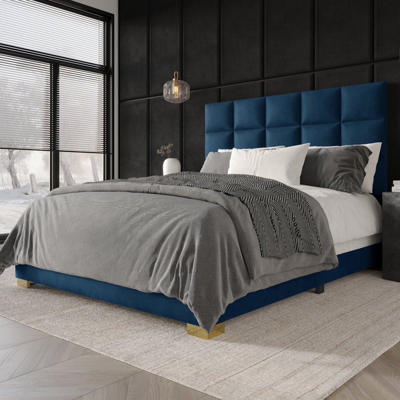 Lit tapissier standard Bentall, Grand, Bleu marine