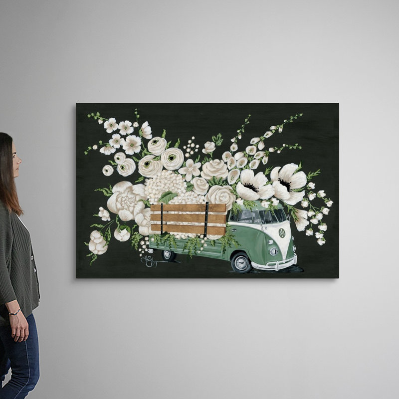 VW bus-noir-reproduction d’art sur toile, H 40 po x l 60 po x P 1,25 po, Toile tendue