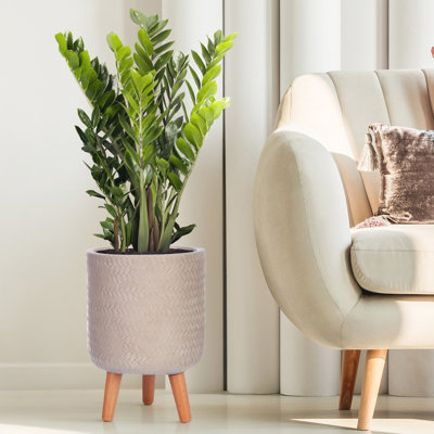 Plaited Style Cylinder Round Planter with Feet