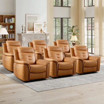 Alverez 39.4" Wide Modern Overstuffed Vegan Leather Power Recliner Chair With USB (Set of 6)