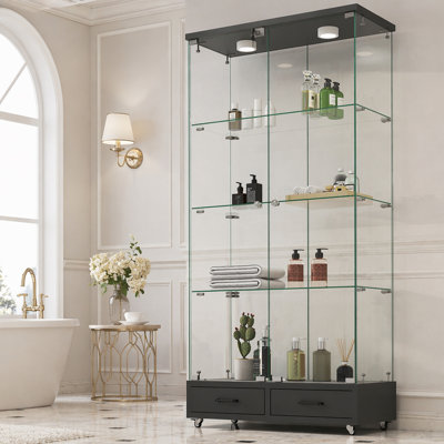 Vitrine à assemblage rapide avec tiroirs, idéale pour mettre en valeur des objets de collection et organiser des objets de valeur dans n'importe quel espace de vie
