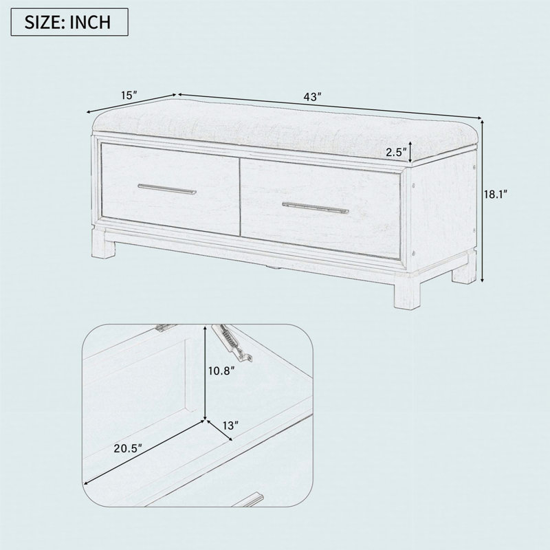 Shoe Bench With Removable Cushion, Entryway Bench With Hidden Storage, White