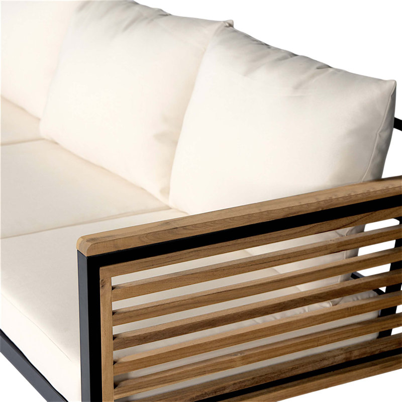 Ensemble de conversation d'extérieur en bois d'acacia et métal 3 pièces