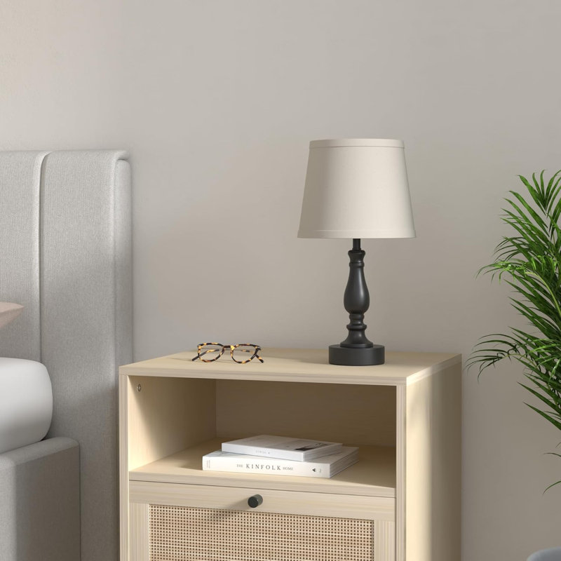 Ensemble de lampe de table avec lampe de bureau tactile à intensité variable 3 voies (ampoules incluses), Noir, Beige