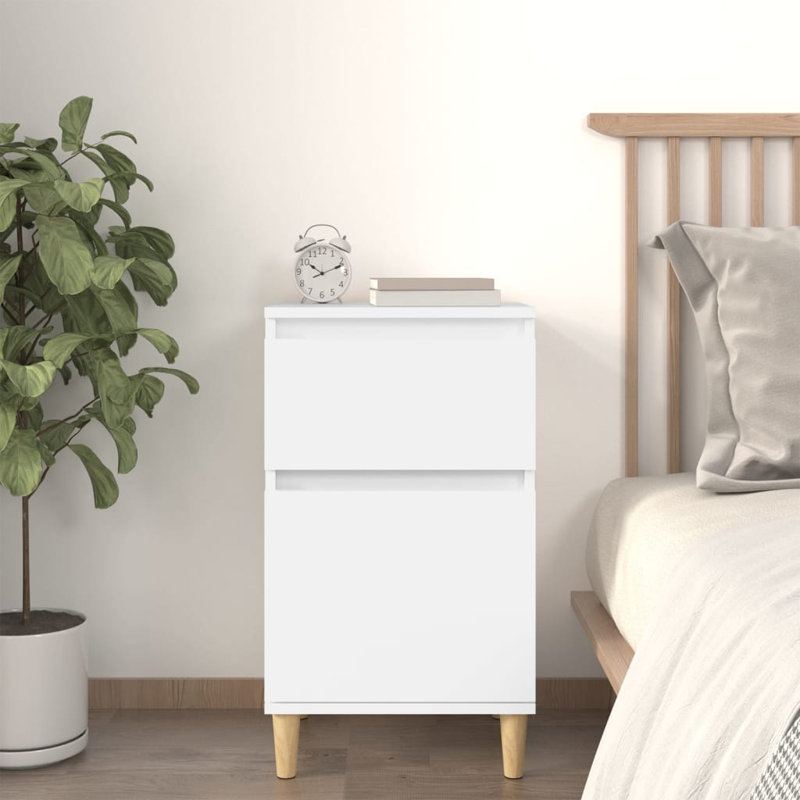 Giesen 40cm W Bedside Table, White, Individual