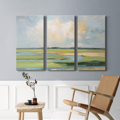 Pastel Horizon II - peinture sur toile tendue 3 pièces