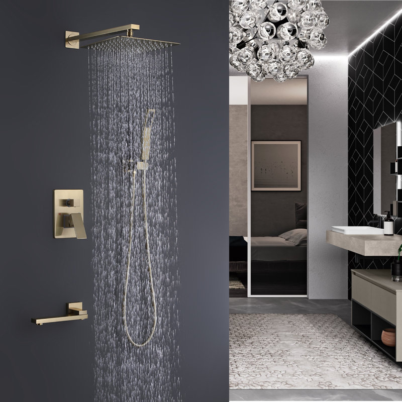 All-In-One Kit with Rough in-Valve, Brushed Gold