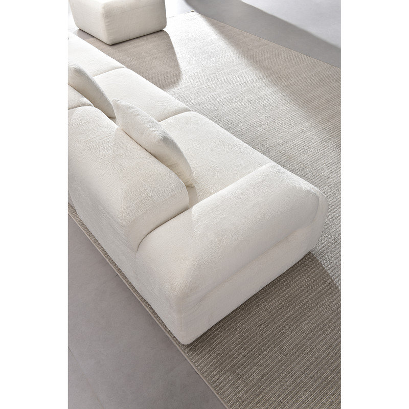 Canapé modulaire 120 po avec repose-pieds réversible 120 po, Beige Corduroy