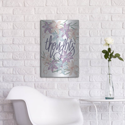  «Pensées extra floral» par Marlee Ash, art mural en métal 16 po x 24 po Calligraphy & Design