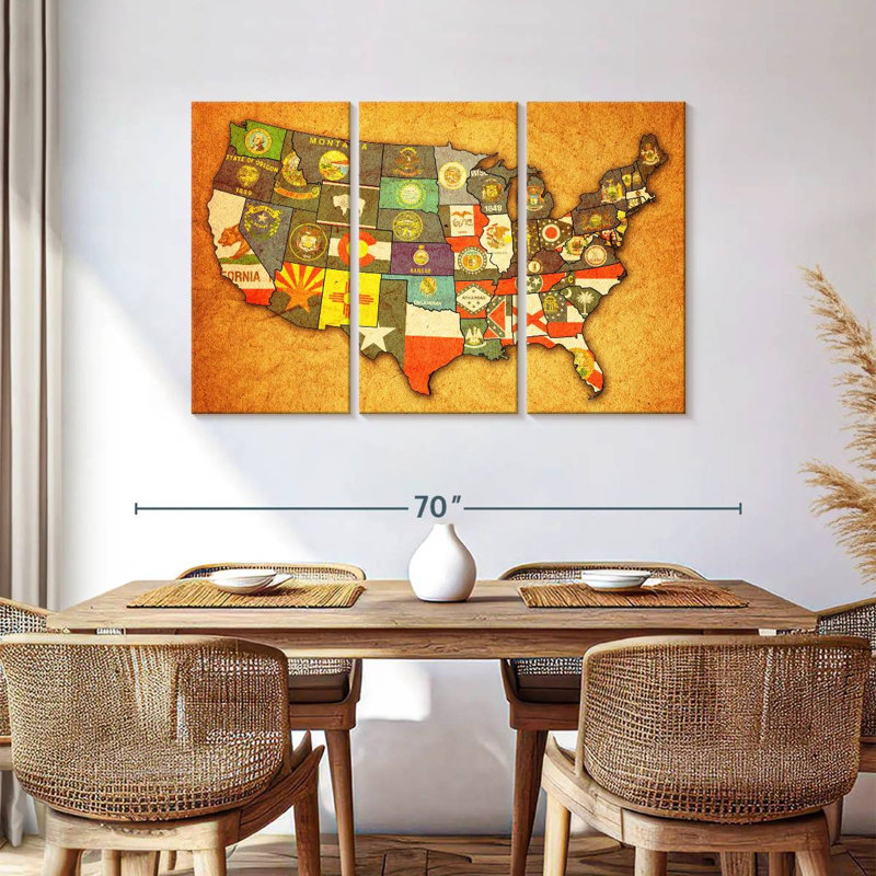 Aliaz State Flags USA Map, 36" H x 57" W