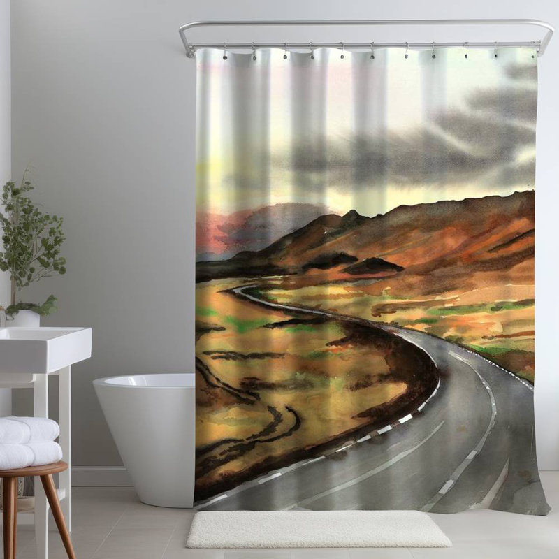 Shower Curtain LA166 – Polyester Shower Curtain, Dye Sublimation Print, 71" W × 74" L