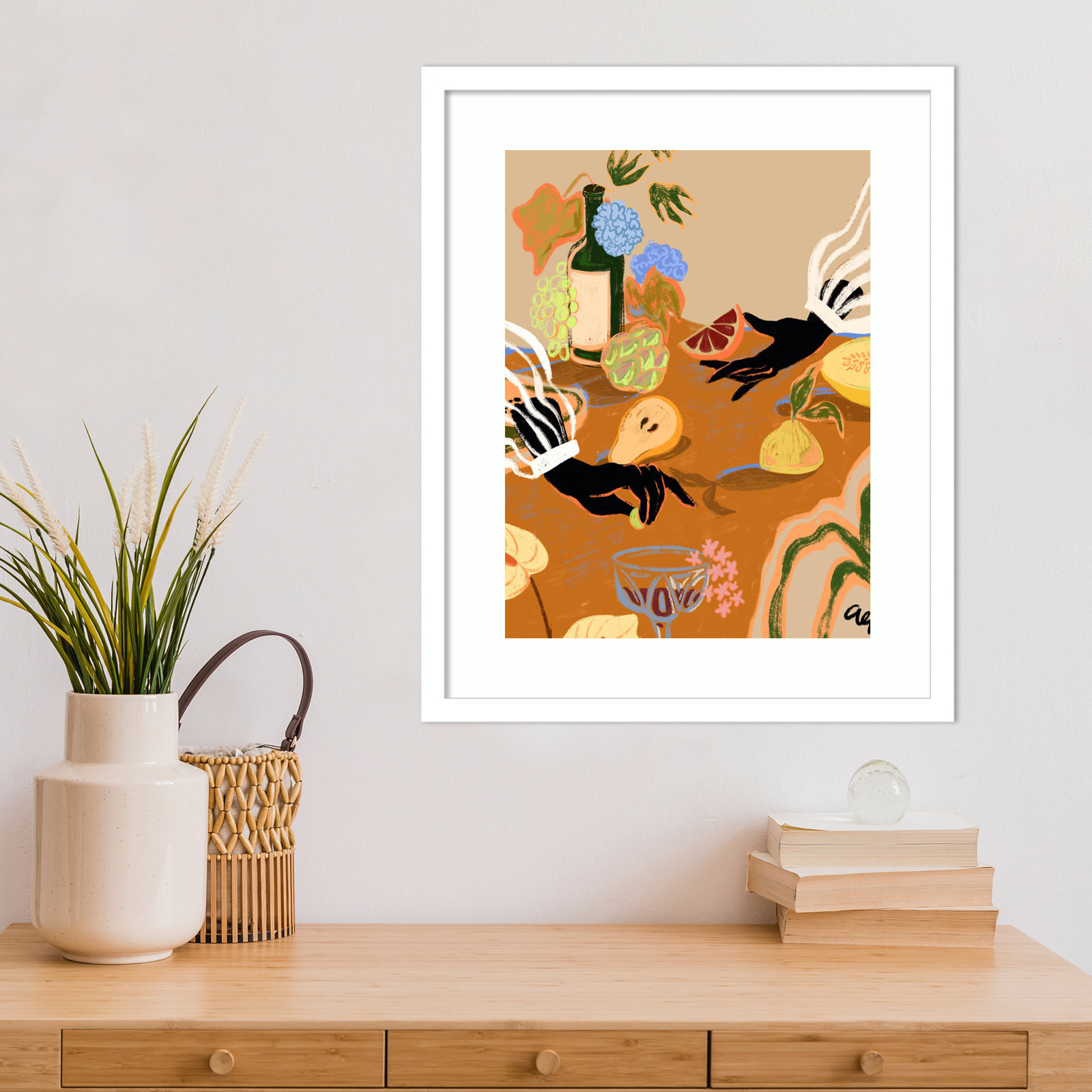 Oberon "Handful of Love (Fruit)" Print, White, 21" H x 17" W