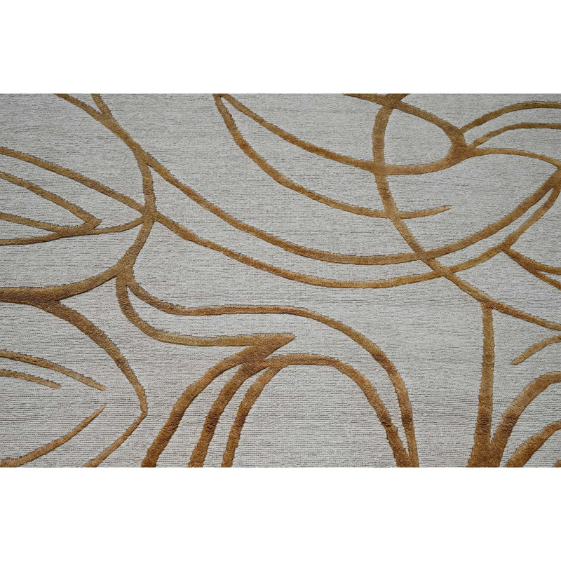 Tapis blanc et beige noué à la main de haute qualité, Rectangle de 5 pi x 8 pi