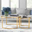 Lauretta 36" Glass And Steel Round Nested Coffee Tables-1406572429