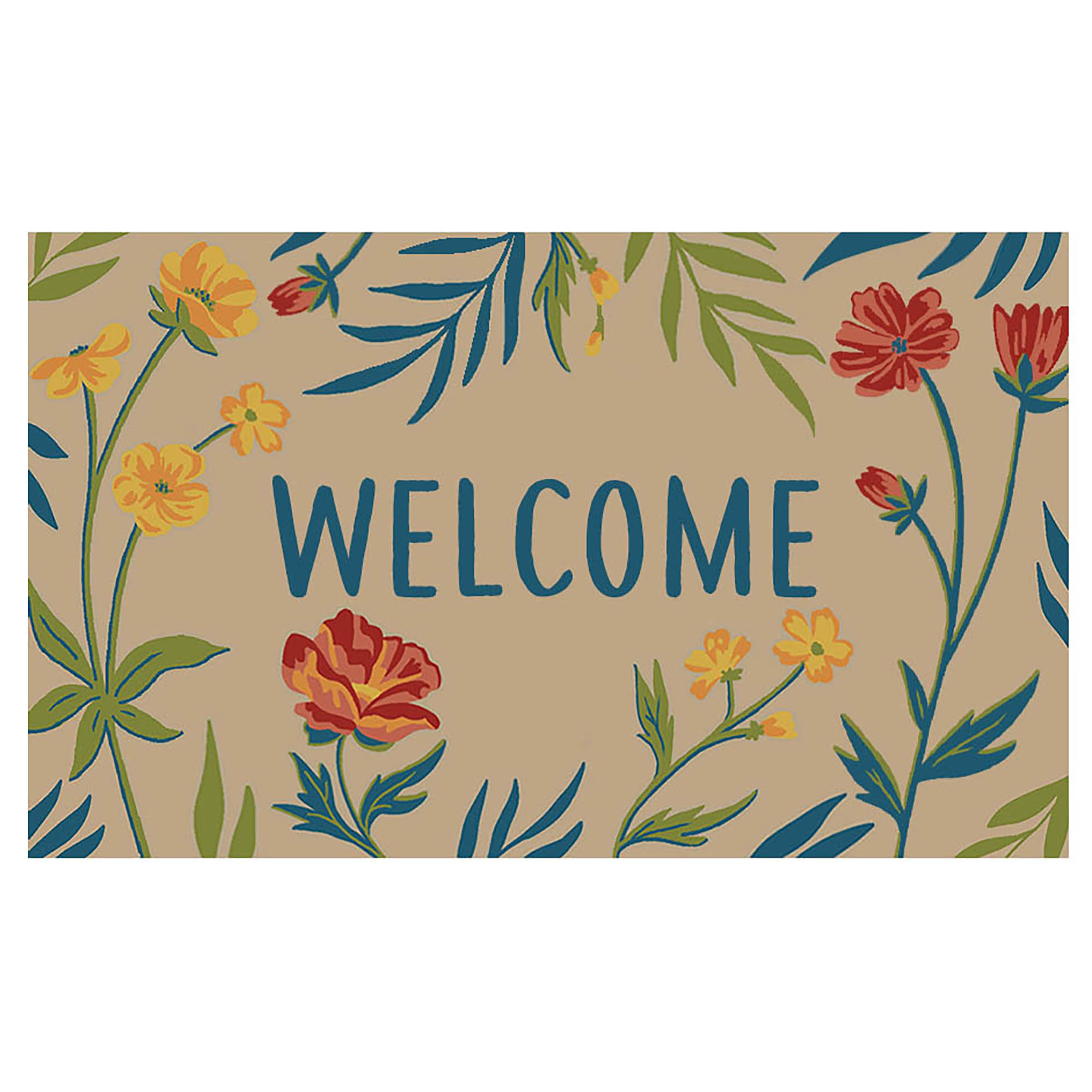 The Holiday Aisle® Yusuke Floral Welcome Outdoor Mat Yusukel | Wayfair