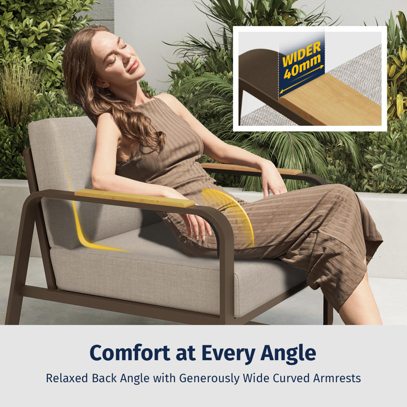 Ensemble de canapé pour 4 personnes avec coussin de siège profond amovible et lavable et table en verre trempé