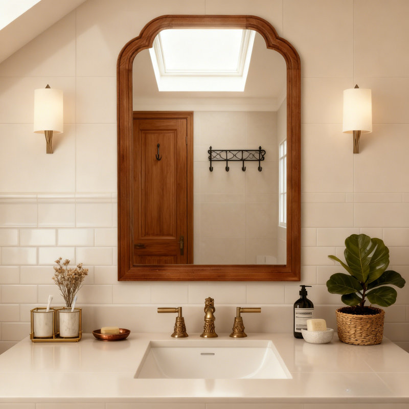 Mur décoratif ornement classique en bois irrégulier classique, Brun jaune, 36 po x 24 po