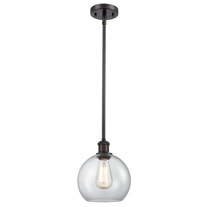 Luminaire suspendu sphérique 1 lumière Roxane, Transparent, Bronze huilé