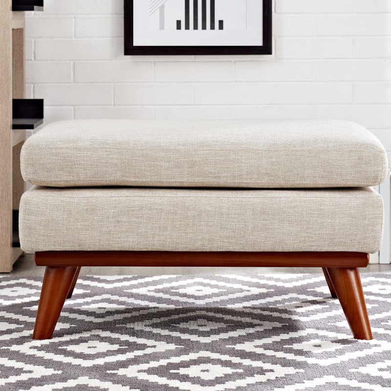 Modway Engage Upholstered Fabric Ottoman, Beige Polyester Blend