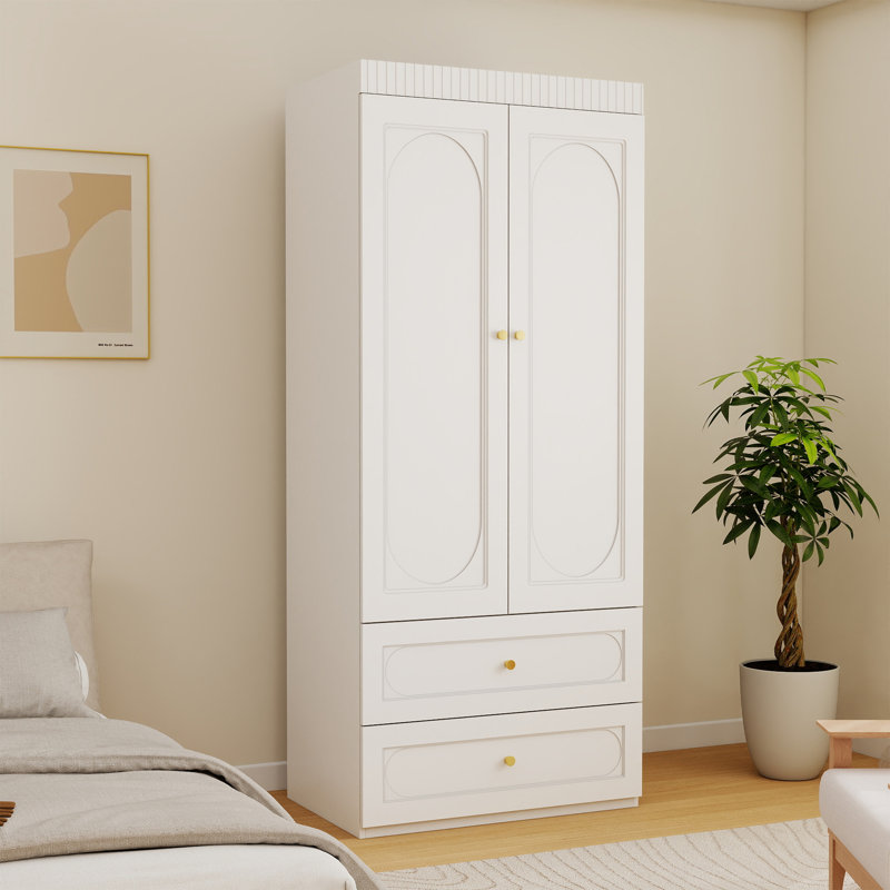 Armoire-penderie Armoire avec 2 grands tiroirs et rangement caché