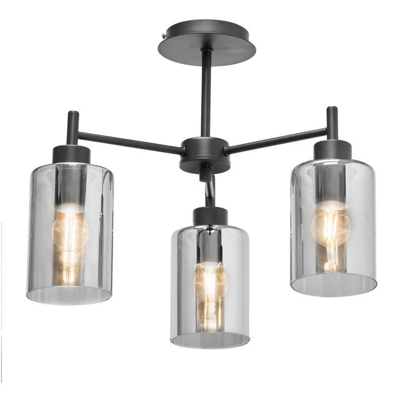 CORSICA MATT BLACK 3-LIGHT WITH GLASS