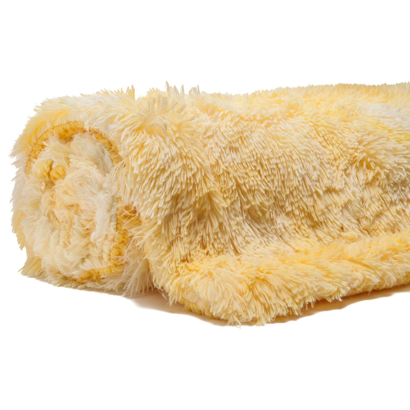 Yellow Faux Fur Sherpa Reversible Toddler Blanket