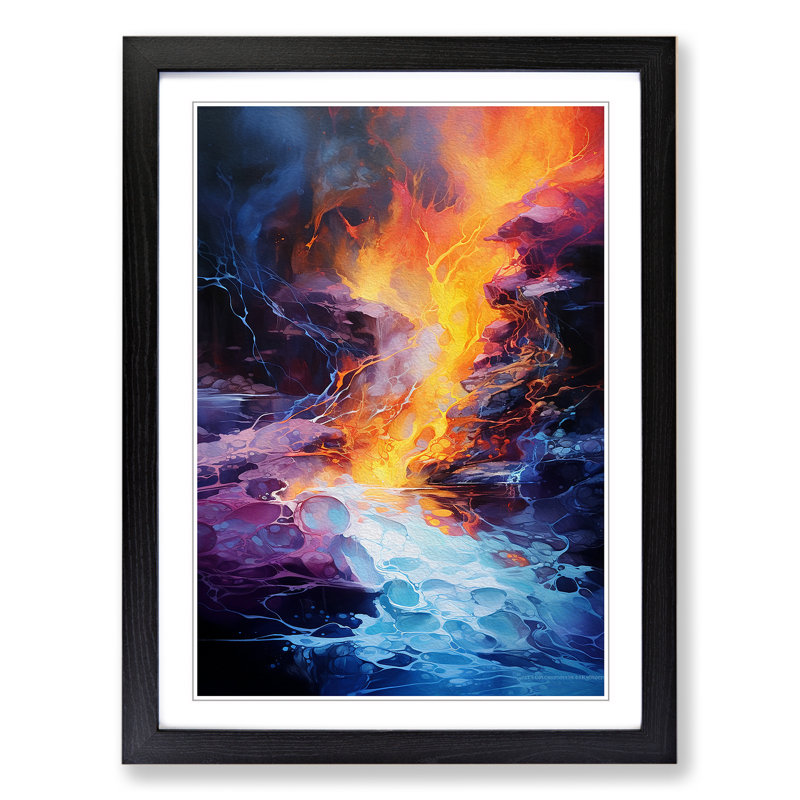 Stream Action Painting No.2 - Framed Print, 46" H x 34" W x 2" D, Black