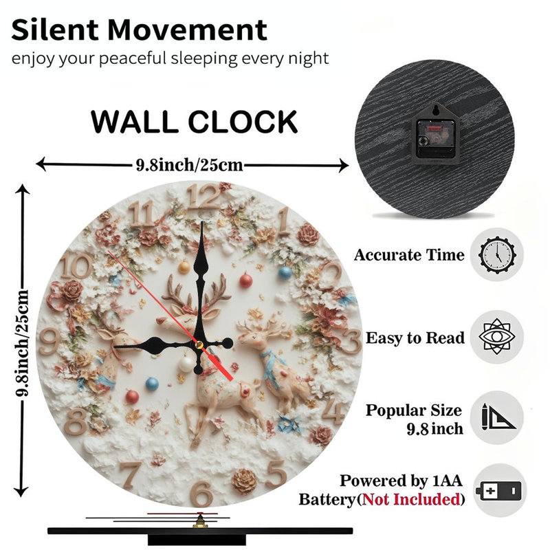 Horloge de Noël-Renne-Décorations