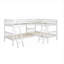 Lit simple superposé en forme de L en bois massif blanc classique pour 4 personnes, style Mission pour chambres familiales et soirées pyjama