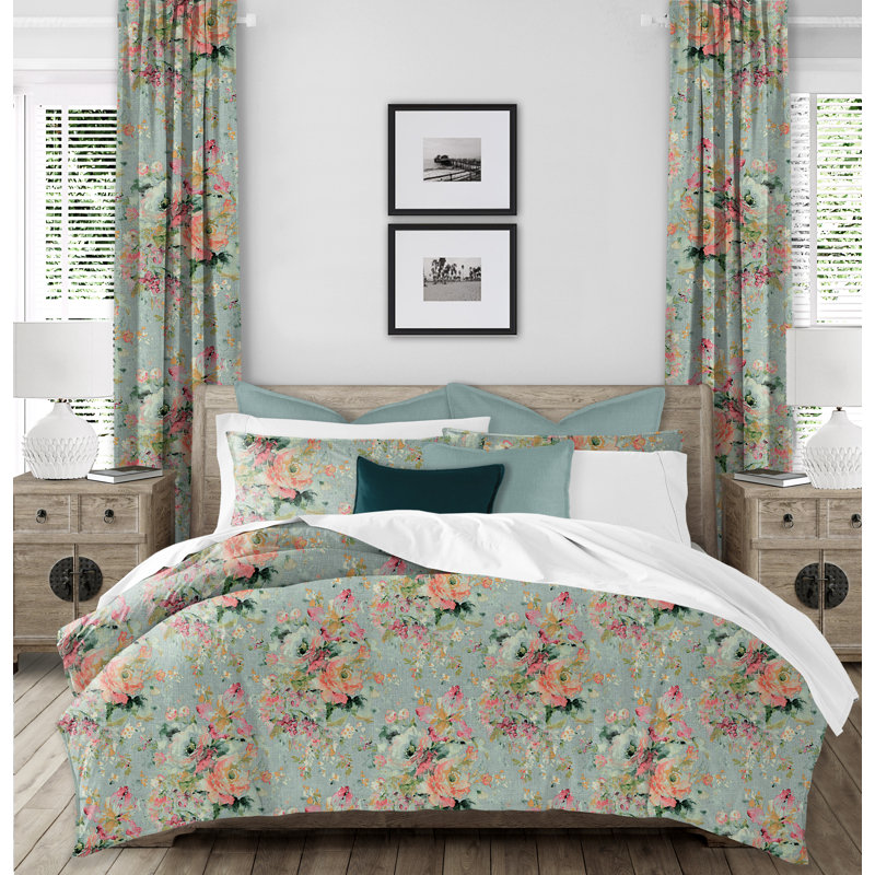 Jupe de lit Blossom, 18", Grand, Bleu/rose