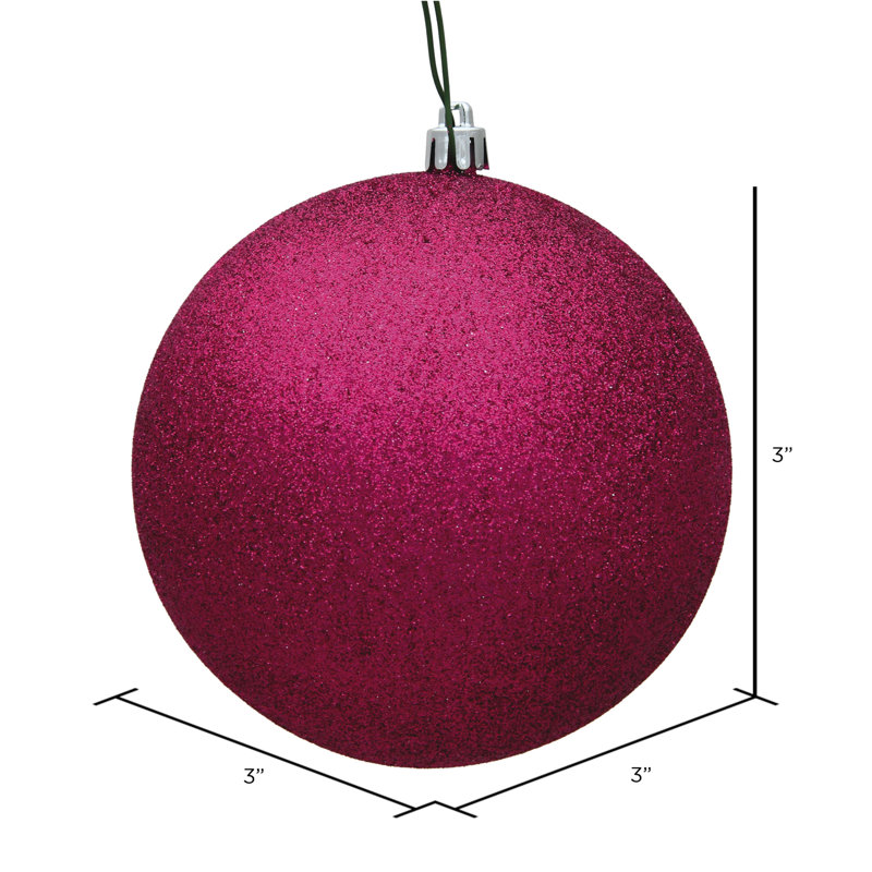 Ornement boule des Fêtes, Fuchsia, H 3 po x l 3 po x P 3 po