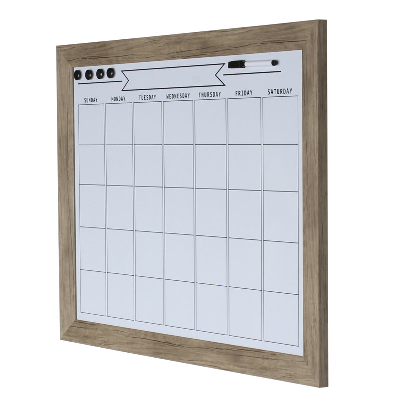 Tableau effaçable mural calendrier magnétique, H 23 po x l 29 po, Brun