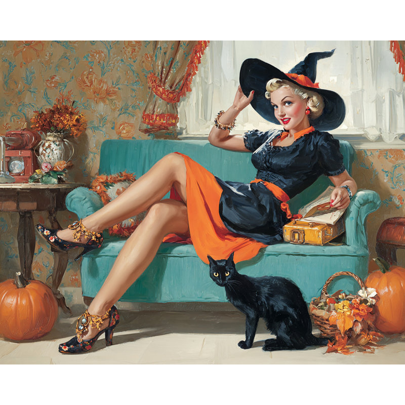 «Witch on Sofa», art mural sur toile tendue