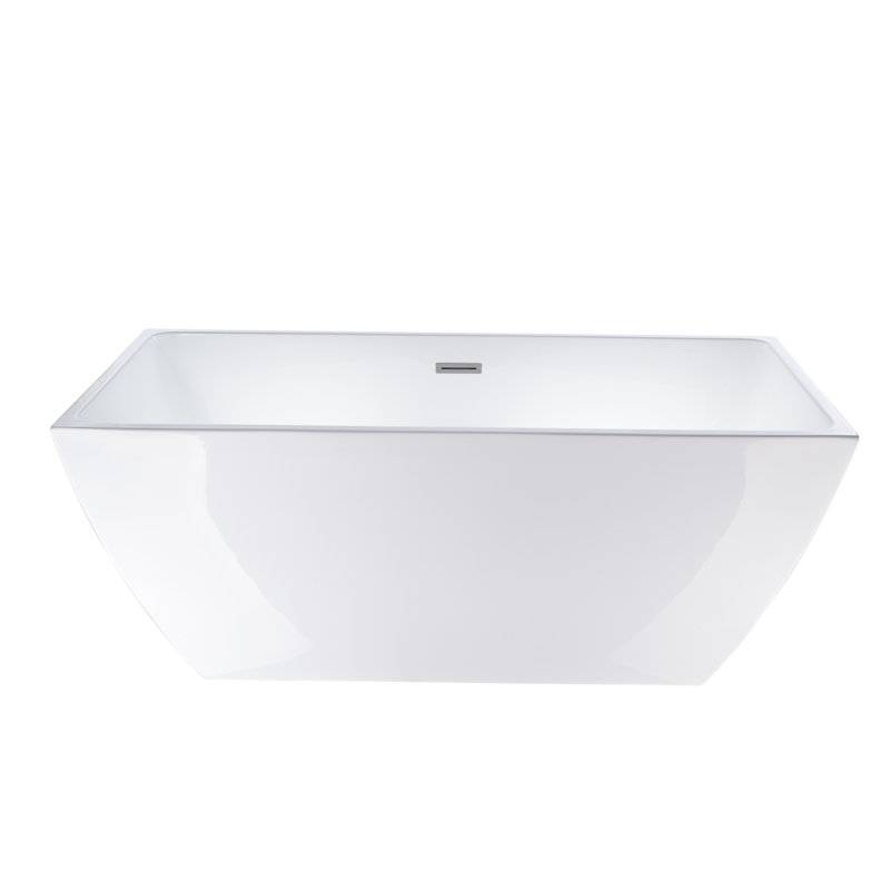 66.9" x 31.5" Freestanding Soaking Bathtub, White/Polished Chrome